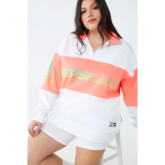 F21 X PEPSI Long Sleeve Quarter Zip Pullover - Picture 9 of 9